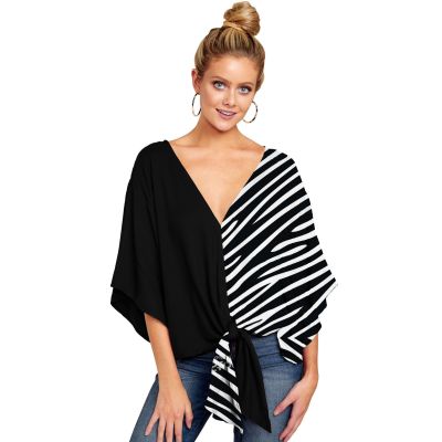 Deep V-neck Spring Printed Loose Top