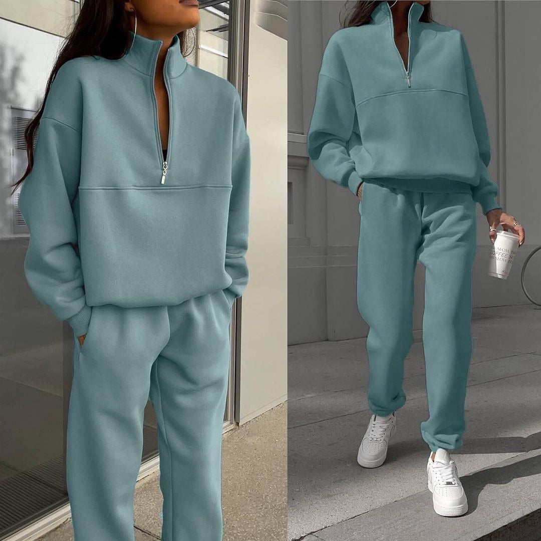 All-matching Thickened Long-sleeved Sweater And Trousers Two-piece Set