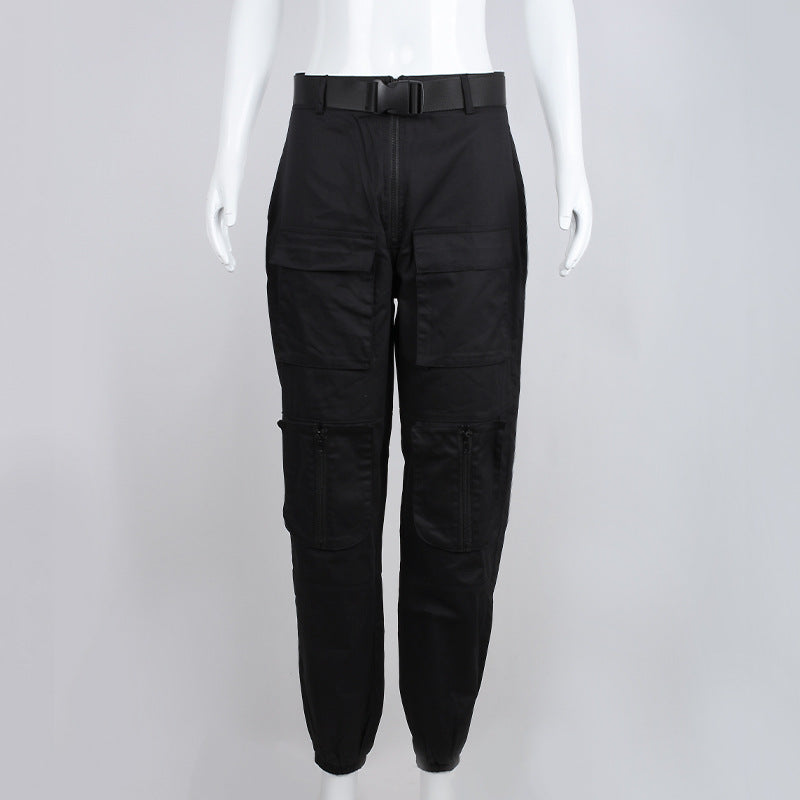 Ladies Slim Fit High Waist Pocket Casual Cargo Pants